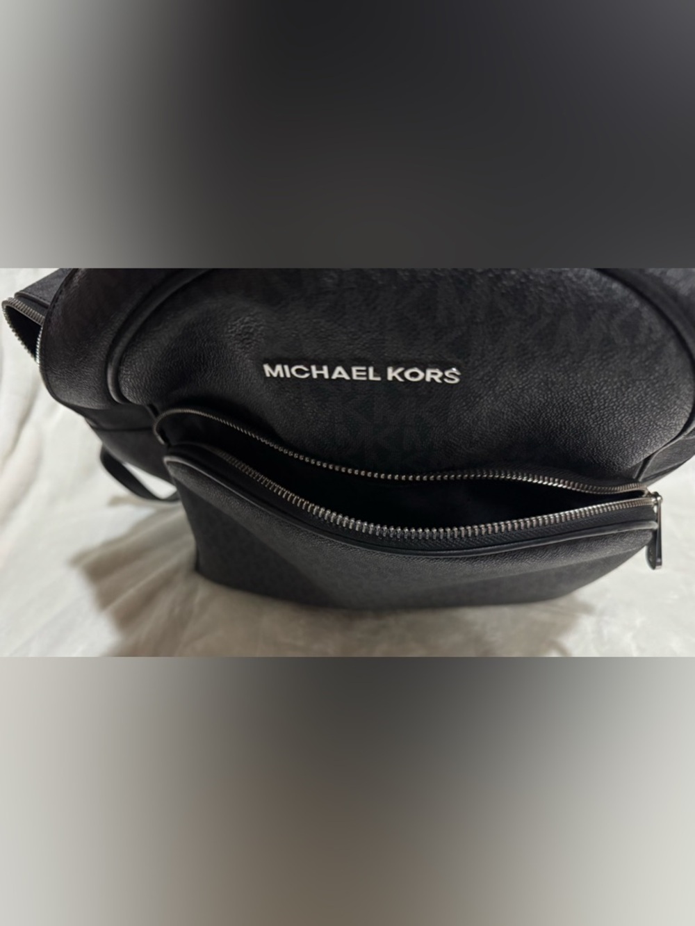 Michael Kors Men's Gray and Black MK Monogram Backpack - Picture 4 of 6